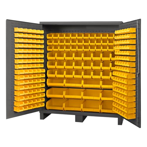 Durham 14 Gauge Steel Cabinet with 264 Hook-On Bins and Flush Door, SSC-722484-BDLP-264-95, 24