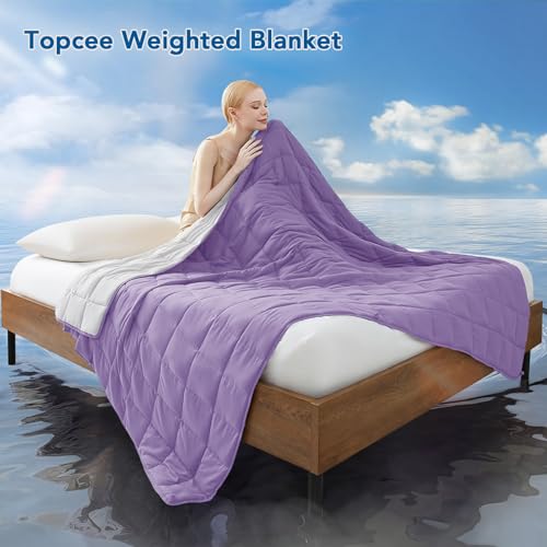 Topcee Weighted Blanket for Adults (15 lbs, 60" x 80") Queen Size Soft Cooling Heavy Blanket Sleeping, Apply to 130-160 lbs Body, Thick Breathable Blanket with Glass Bead, Easy Care