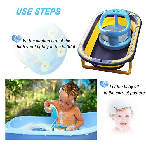 Baby Bath Seat with Arms, Baby Bathtub Seat for Tub Sit Up, Infant Shower Chair with Backrest Support and Suction Cups for Newborn Toddlers Babies 9-36 Months (Pink)