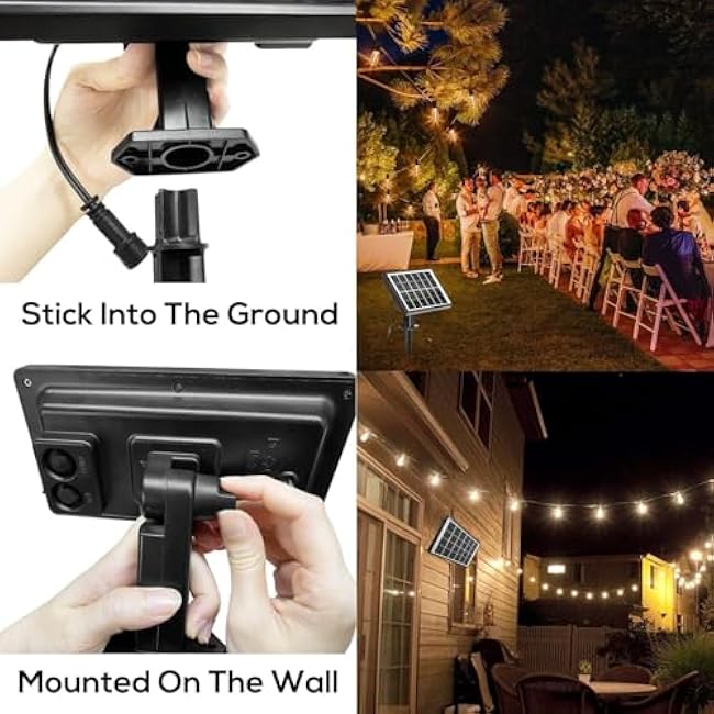 SUNTHIN 50ft Solar String Lights, USB Rechargeable Solar Outdoor Lights with 24 Waterproof & Shatterproof G40 LED Bulbs for Patio, Porch, Garden, Deck, Bistro, Cafe, Camping