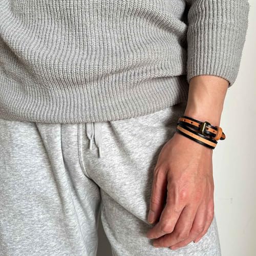 Image of Punk Rock Adjustable Belt Buckle Wristband Print Pattern Thin Pu Leather Cuff Bracelet