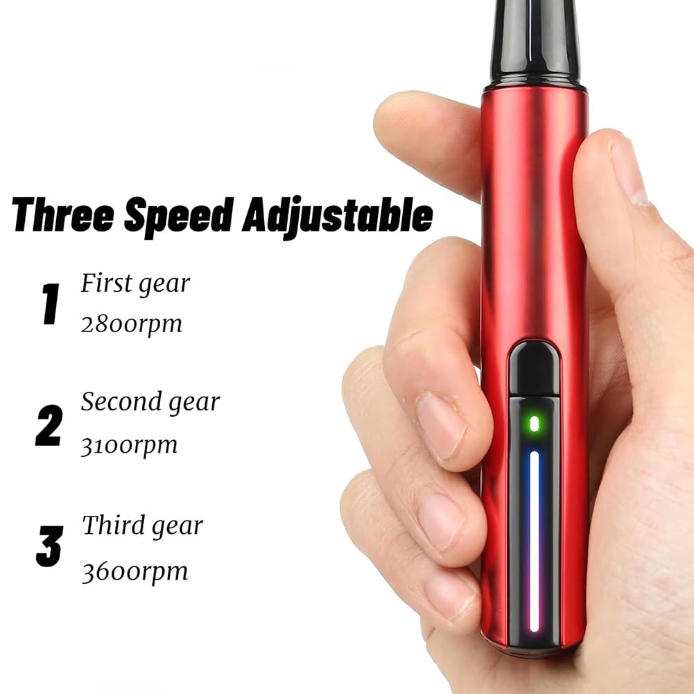 loweo Ponceuse de Détail Alternative, Stylo de Ponçage à Chargement USB, Papier de Verre Coloré Sans et Auto-Adhésif Réglable à 3 Vitesses