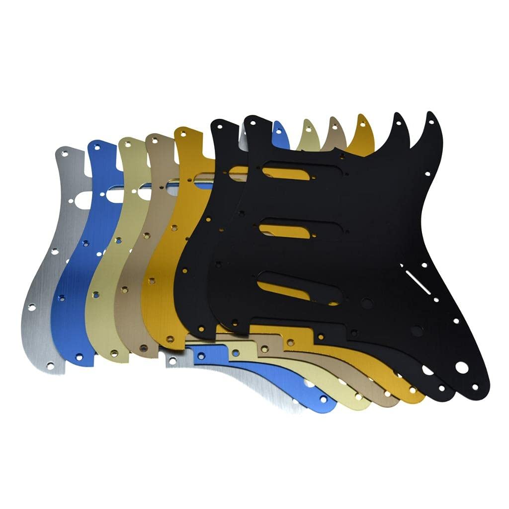 KAISH 11 otworów metal aluminium anodowane nowoczesny styl ST Strat SSS Pickguard zdrapka płyta pasuje do amerykańskiego/meksykańskiego błotnika Strat czarny
