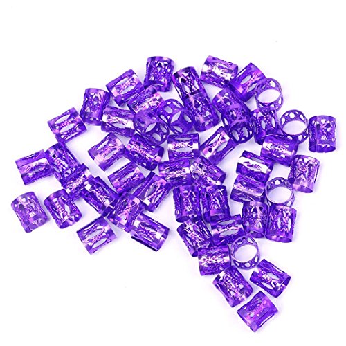 120 Pieces Aluminum Dreadlocks Beads Metal Cuffs Hair Braid Rings Decoration Hair Jewelry (Purple)