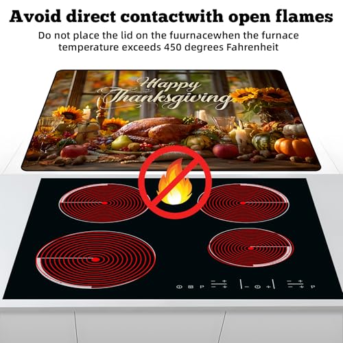 Image of Multi-Design Stove Cover for Glass /Electric Stoves - 3-in-1 Heat-Resistant Protector Mat, Non-Slip Drying Rack 28 inchx20 inch