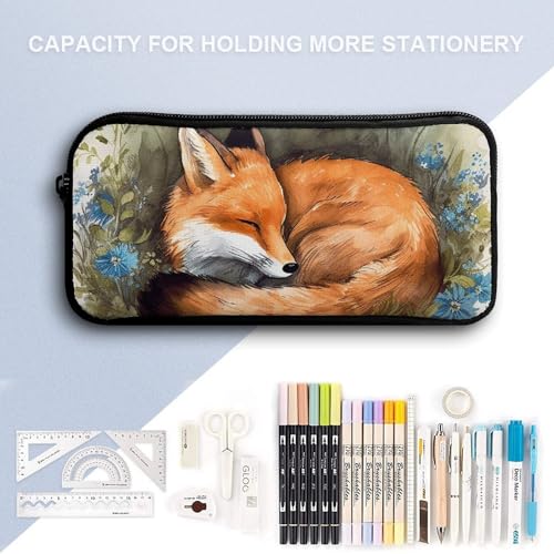A Sleeping Fox Backpack Set Lightweight Bag Lunch Box Pencil Bags for Women Men Bookbags 3 in 14