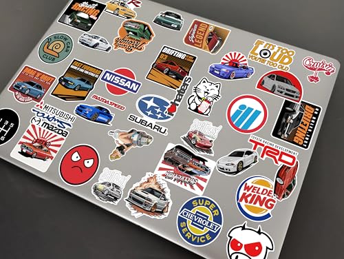 Image of WallDesign Race-Ready 40 Collection of Authentic JDM Peel and Stick Sticker Set Mobile Laptop Accessories Gifting Durable Laminated Printed Vinyl for True Japanese Speed Culture Car Fans 51 mm