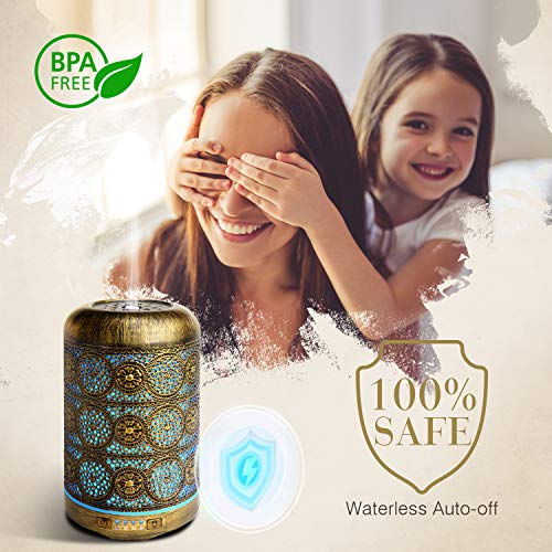 Aromatherapy Diffusers,SALKING 260ml Metal Essential Oils Diffuser Aroma Diffuser,7 Colors Night Light and Auto Shut-Off for Home,Humidifier Oils Fragrance with 4 Timer,Christmas Gifts for Women - Image 6