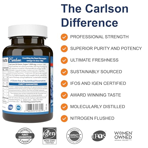 Carlson Cod Liver Oil Gems Softgels