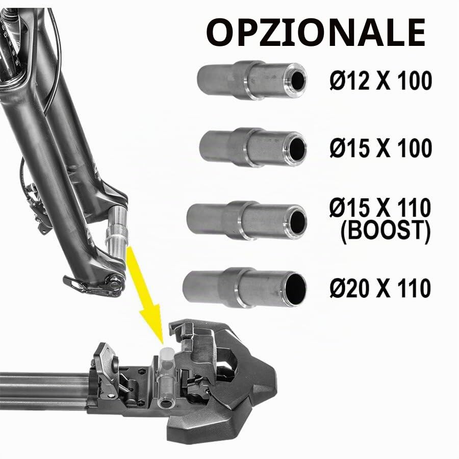 Portabici da Tetto in Alluminio | Montaggio a Forcella Quick-Release 9mm | Carico Max 1 Bici, 17kg | Compatibile Barre Max 80mm, Materiale Alluminio