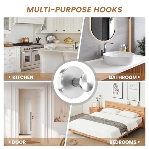 Image of BKV Suction Cup Hooks for Glass Window,Removable Shower Hooks for Inside Shower,Metal Towel Hooks for Bathrooms,2 Pack(Silver)