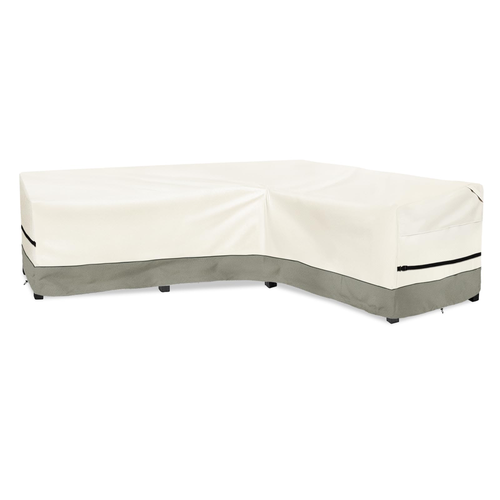 Okcool Outdoor Sectional Cover,L-Shaped Patio Furniture Covers for 6-Seater Outdoor Sectional Furniture Couch 110"(85''L) x 32''D x 31''H, White&amp;Grayish Green