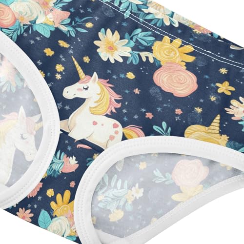 Wusikd Unicorn Girls' Underwear Cotton Flowers Girls Briefs Soft Toddler Underwear 2T4