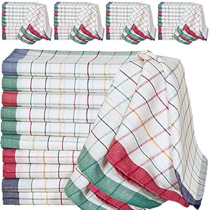 DEUBA® 50er Set Geschirrtücher Saugstark 50x70cm Baumwolle 60 Grad waschbar Küche Küchentücher Geschirrhandtücher kariert