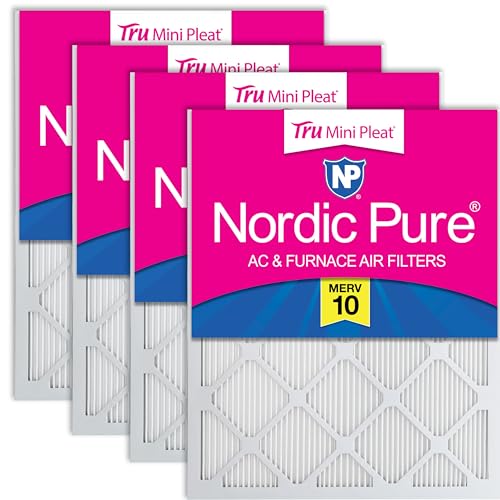 Image of Nordic Pure 20x20x1 Tru Mini Pleat MERV 10 AC Furnace Air Filters 4 Pack | Actual Size: 19 1 /2 x 19 1 /2 x 3 /4 Made in USA, 2.5x More Pleats, Mid-Sized Airborne Particles, Dust, Pollen & Pet Dander
