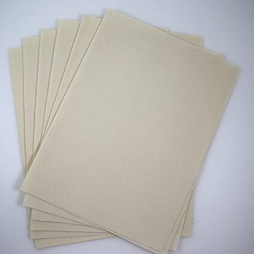 Image of KCS 4 /6 pc of 12 inch x 18 inch 18CT Counted Cotton Aida Cloth Cross Stitch Fabric (6 pc, Cream)