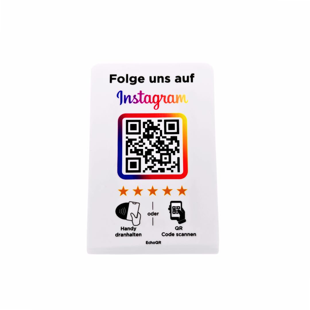 Instagram Aufsteller mit NFC & QR-Code - für mehr Follower (Weiß)