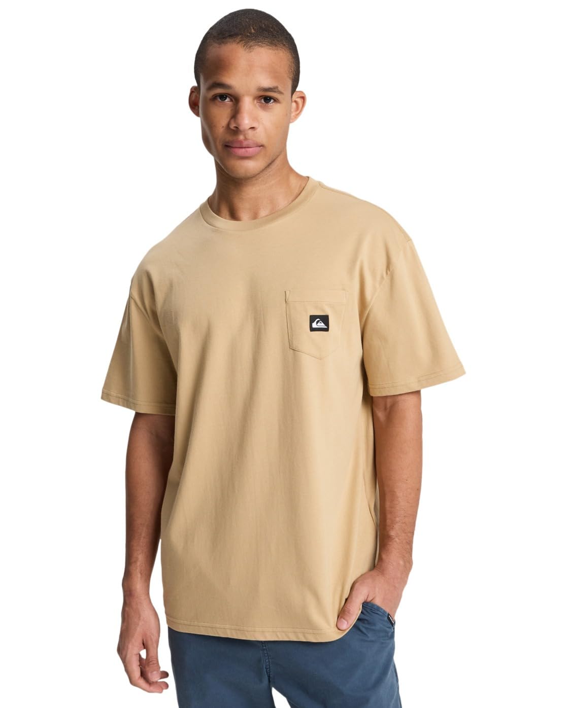 Quiksilver Short Sleeve T-Shirt Salt Water Pocket SS TEE Mens Brown