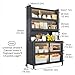Industrial 6-Tier Kitchen Bakers Rack with Flip-Up Doors, Microwave Stand, Carbon Steel Storage Organizer Pegboard Hooks, Adjustable Shelves, Space Solution(61CM)