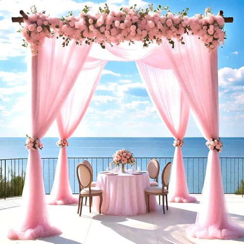 Saituo Home Rideau Arche Mariage en Tulle Transparent 75x800cm, Mariage Arche Tenture Souple Elégant Romantiques, Panneaux Rideaux en Mousseline de Soie pour...