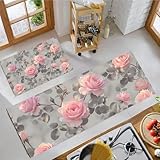 Design élégant et unique: Avec leur design Thème Végétal et décoratif, ces tapis de cuisine apportent une touche d’élégance et de confort à votre intérieur. Les Roses Roses Texture De Feuilles Grises et les couleurs neutres s’intègrent harmonieusement à tous les styles de cuisine, pour une atmosphère à la fois chaleureuse et contemporaine