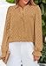 PRETTYGARDEN Lace Long Sleeve Shirts Casual Button Down Going Out Tops Hollow Out Eyelet Blouses 2026 Spring Fashion Clothing(Khaki,XX-Large)