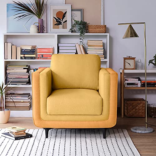 Image of Sleepyhead Mojo Designed by Duroflex - 1 Seater Sofa |Premium Fabric |Dual-Tone Modern Design with Plush Cushioning |Durable Pine Wood Frame & Removable Back Cushion |3 Year Warranty - Trippy Yellow