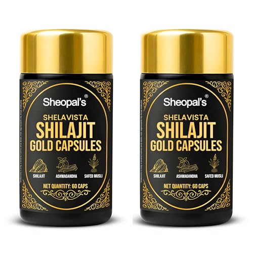 Image of Sheopals Shelavista Shilajit /Shilajeet Gold 120 Capsules | For Stamina, Muscle Growth & Energy | Ashwagandha, Gokshura, Safed Musali With Other Action Herbs | 100% Ayurvedic