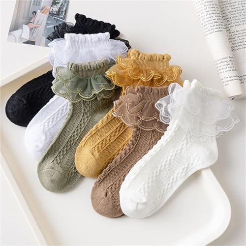 Ruffle socks 3 Pairs Summer Girls Socks Ruffle Sock Cute Children Frilly White Black Lace Cotton2
