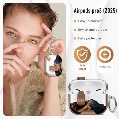 Image of Compatible Airpods Pro 3 Case (2025) with Phone Stand & Cleaner Kit,Cute Soft Silicone Lock Clip Apple AirPods Pro 3rd Generation Case, Airpod Pro 3 Cover with Keychain for Women /Girls