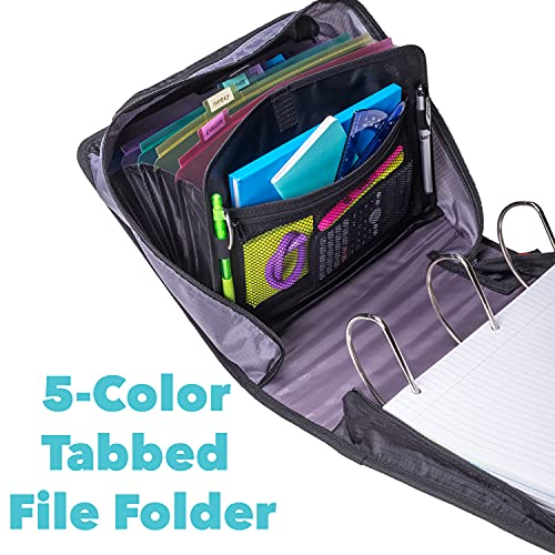 Case-It The King Sized Zip Tab Zipper Binder - 4 Inch D-Rings - 5 Subject File Folder - Multiple Pockets - 800 Sheet Capacity - Comes With Shoulder Strap - Dark Purple D-186 #TOP5