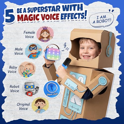 Image of YLL Mini Karaoke Machine for Kids Adults, Portable Bluetooth Speaker with 2 Wireless Microphones, Birthday Gifts Toys for Girls Boys Ages 3, 4, 5, 6, 7, 8, 9,10,11,12+ Years Old Toddler (Royal-Blue)