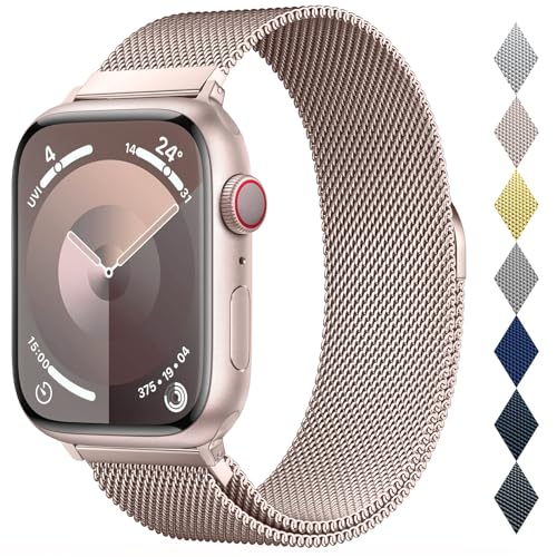 Original Stainless Steel Milanese Loop Compatible with Apple Watch Band 38mm 40mm 41mm 42mm 44mm 45mm 46mm 49mm Magnetic Clasp Band for iWatch Series 11 10 9 8 7 6 5 4 SE 3 2 1 Ultra3 2 Women & Men