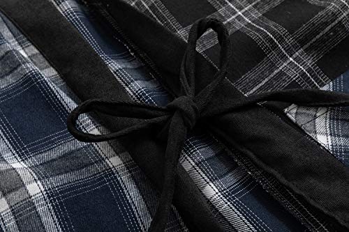 Image of Mens Japanese Kimono Cardigan Cotton Linen Haori Fashion 3 /4 Sleeve Yukata | Shawl Collar Kimono Jacket Robe Embroidery Patchwork Happi Coat Tie Pockets Lightweight Outerwear Daily Casual All Seasons