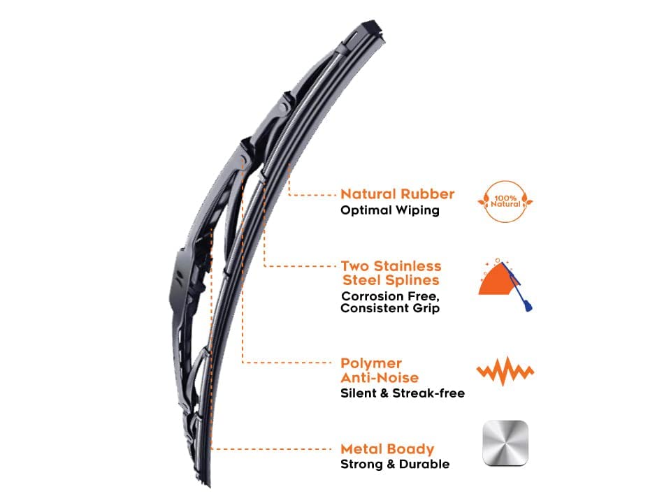 Image of Woschmann-Car Replacement Wiper Blade Assembly Compatible With- Mahindra XUV 500 2ND GEN F /L-26 inch /18 inch (Set of 2)