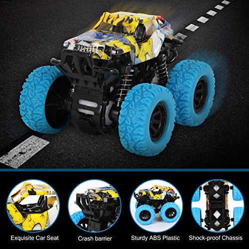 Shayson 2 Stück Monster Truck Spielzeugauto ab 3 4 5 6 2 Jahren, Aufziehauto, Reibungsbetriebene Rennwagen LKW… – Bild 7