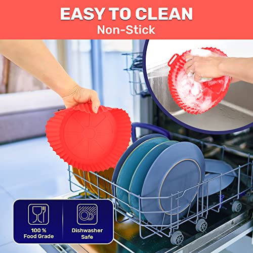 8Inch Silicone Reusable Air Fryer Liner Non-Stick Airfryer Pot Air Fryer Accessories Dishwasher Safe Baking Parchment (Blue) #TOP2