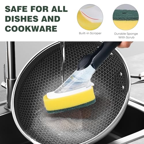 Image of Sponge Brush Refills for OXO Soap Dispensing Dish Brush - 4 Pack Dish Cleaning Soap Dispensing Head Replacement for Scrubber(Green)