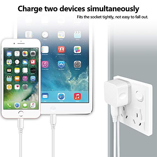 Dual USB Wall Charger, 2Pack 2.4A Double USB Wall Plug iPhone Fast Charger Block Box Brick Adapter for iPhone 16 15 14 13 12 Pro Max XS X 8 Plus, Samsung Galaxy S25 S24 S23 A16 A15 A53 A73 S22 Note20