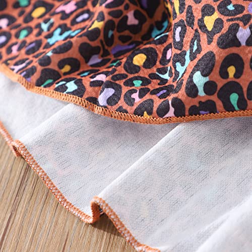 Girl Summer Outfits Leopard Skirt Two Piece Heart Print T-Shirt Cheetah Print Tiered Skirt Girl Leopard Dress Birthday Party Zoo Animal Clothes 280 5-6Y #TOP6