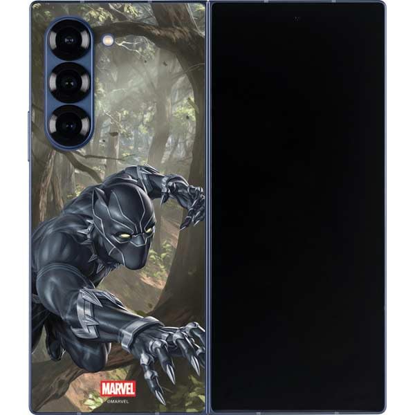 Skinit Decal Phone Skin Compatible with Galaxy Z Fold6 - Officially Licensed Marvel Black Panther in The Jungle Design