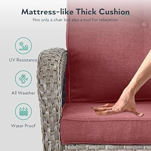 Outdoorswivelgliderrockerchairs3piecewickerpatiofurnituresetallweatherpatiobistrosetswithglasssidetableforbalconyporchdeckbackyardgreywickerredcushion Urban Country Home Decor Outdoor swivel glider rocker chairs 3 piece wicker patio furniture set all weather patio bistro sets with glass side table for balcony porch deck backyard grey wicker red cushion urban country home decor