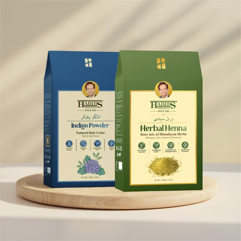 Habibs Orgamatics Natural Dye for Black Hair (Henna and Indigo powder combo pack)-picture-43