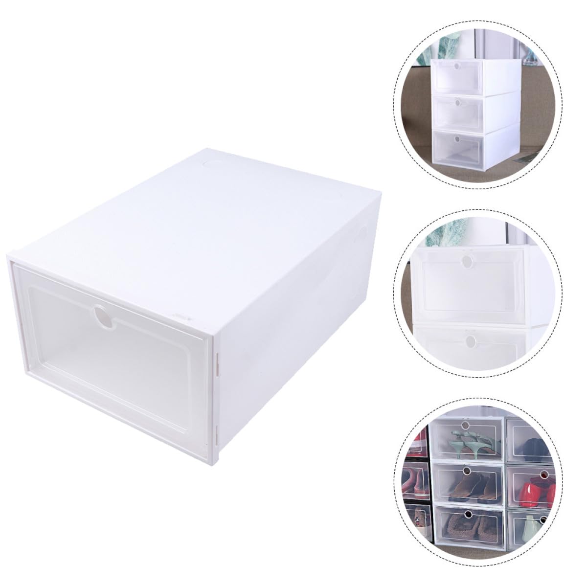 Mikikit Kunststoff Schuh Organizer 6 Stück, Transparenter, Stapelbar