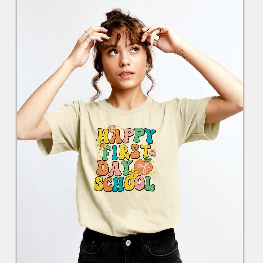 Happy First Day of School T Shirt Women Back to School Funny Shirts Teacher Teaching Appreciation Gift Graphic Cute Tops - Image 4