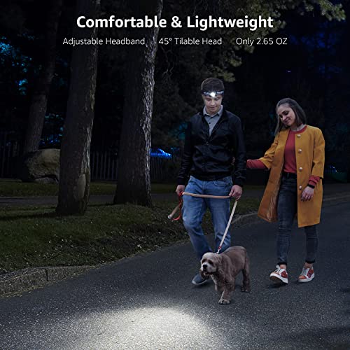 Lepro Stirnlampe LED Wiederaufladbar, 2000 Lux Superhell Kopflampe Stirnlampe mit Rotlicht und 6 Lichtmodi, IPX4 Wasserdicht Stirnleuchte, Ideal für Camping&Joggen, Schwarz, 2 Stück[inkl. USB Kabel] 6