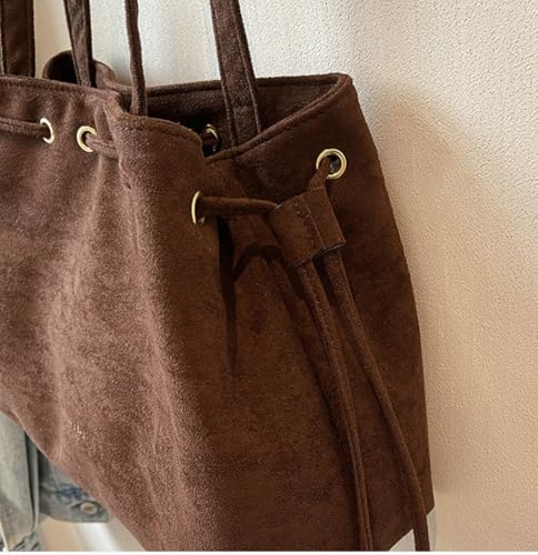 Slouchy Suede Hobo Bucket Bags Women Cute Underarm Shoulder Bag Crescent Crossbody Purses College Satchels Tote Handbag 20254