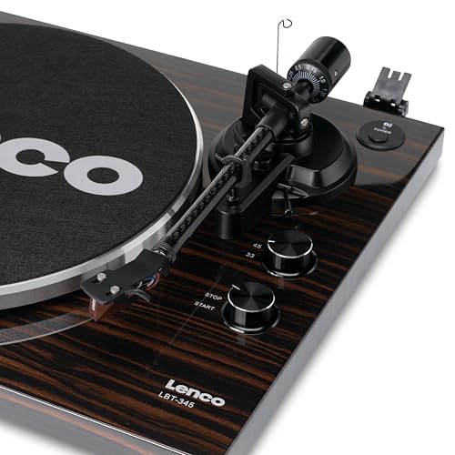 Lenco LBT-345WA Tourne-disque avec Bluetooth® et micro rouge 2M, stabilisateur de platine chromé – Noyer - Les Beatles, Paul McCartney, John Lennon, RIngo Starr, George Harrison Lenco LBT-345WA Tourne-disque avec Bluetooth® et micro rouge 2M, stabilisateur de platine chromé - Noyer – Image 5