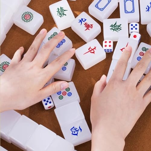 Juego de Mahjong Chino con fichas acrílicas y estuche de aluminio miniatura 4
