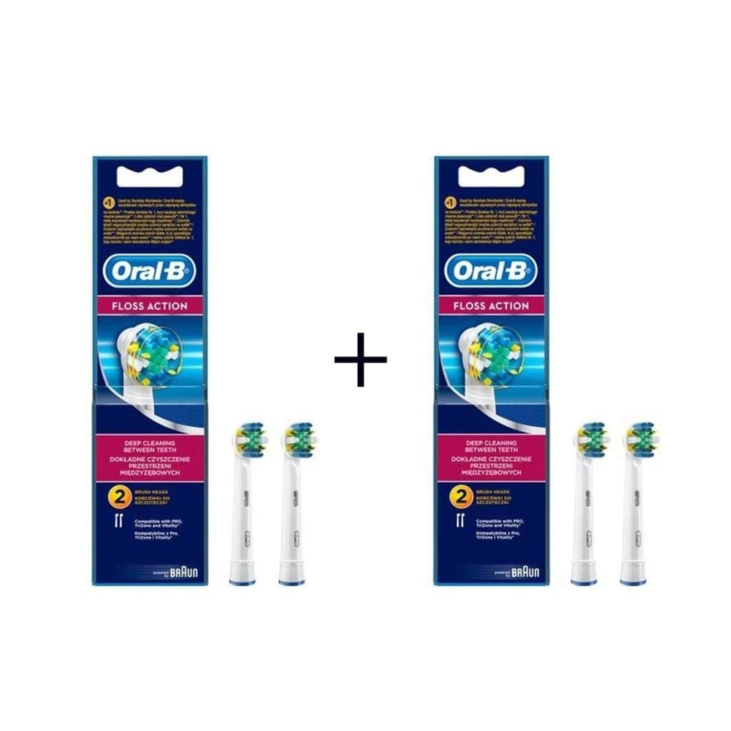 Oral B Floss Action Replacement Brush Head / 4 Heads (4 Ct) Powered By Braun
